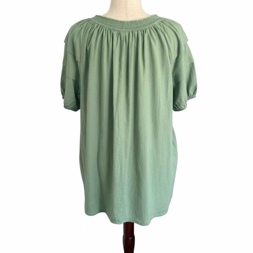 🌿 Lane Bryant Smocked Split-Neck Popover Blouse – Size 26/28 🌿 - Picture 5 of 9